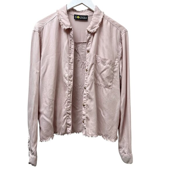 Sojara Shirt Rolling Stones Pink Sequin Tongue M/L Long Sleeve Rocker Top - Picture 6 of 12